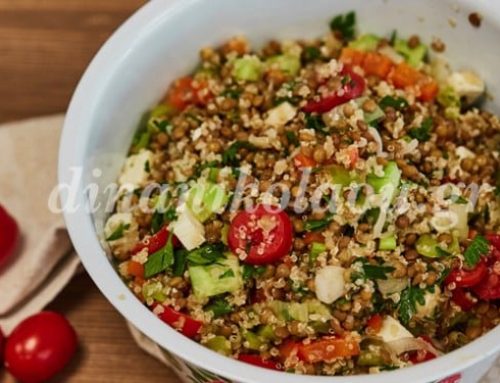 Σούπερ καλοκαιρινή σαλάτα με κινόα, φακές, λαχανικά και φέτα από την Ντίνα Νικολάου
